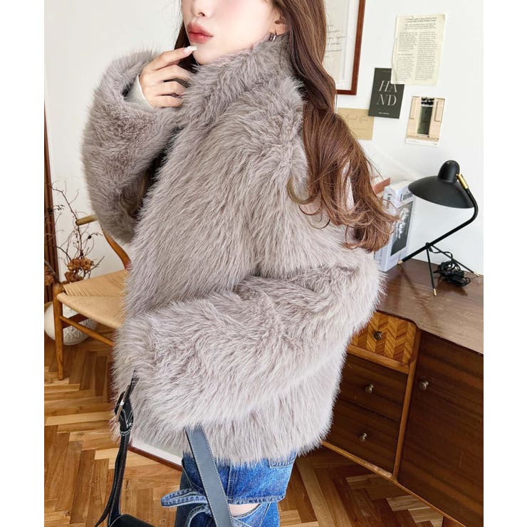 スタンドカラーフェイクファーブルゾン[品番：ERMW0004054]｜moment+