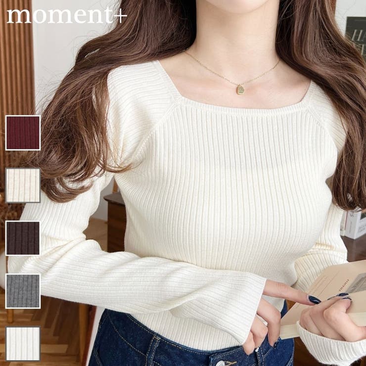 スクエアネックリブニットプルオーバー12G[品番：ERMW0003916