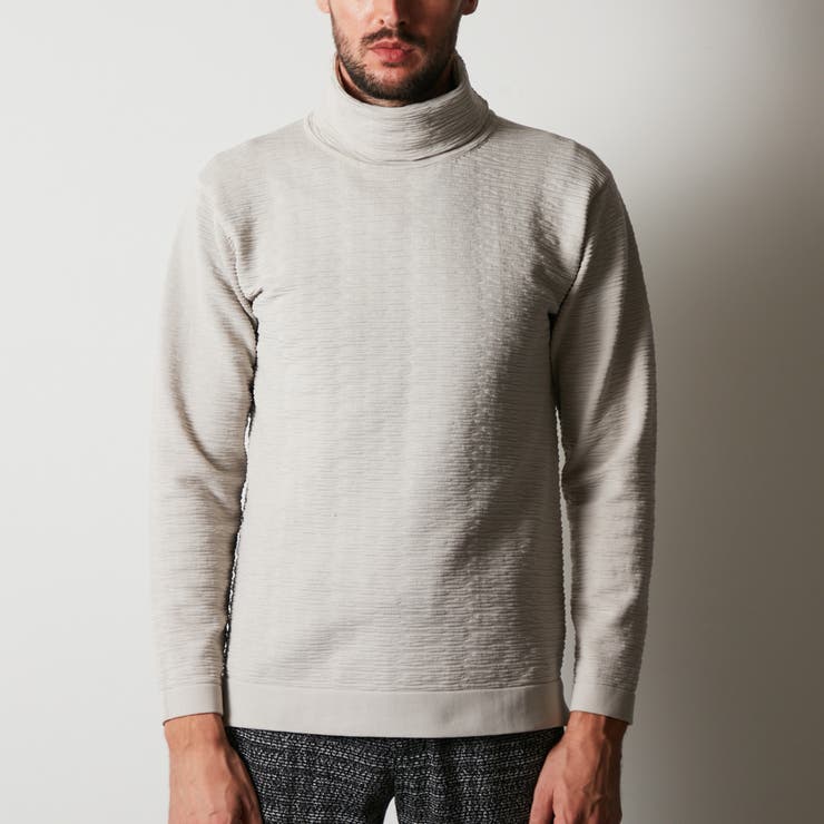 ランダムタックボーダータートルネックニット[品番：NICW0006159