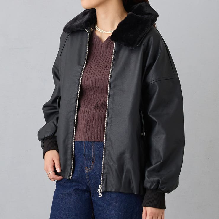 フライトジャケット風ボア衿ブルゾン[品番：NICW0006125]｜NICOLE