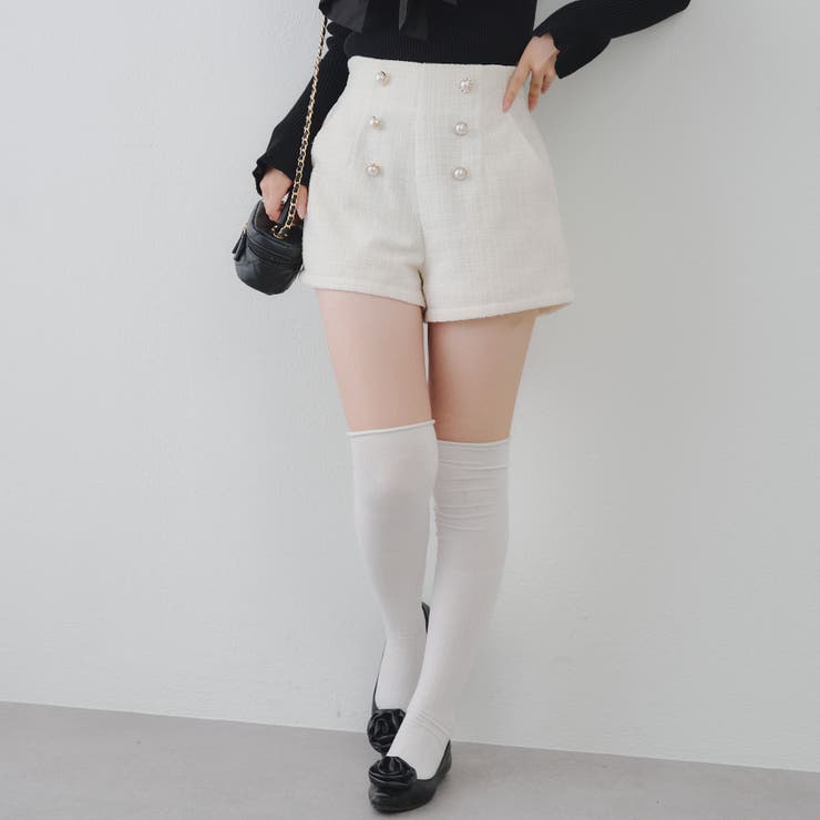 セットアップ対応】金釦ツイードショートパンツ[品番：OLOW0017021