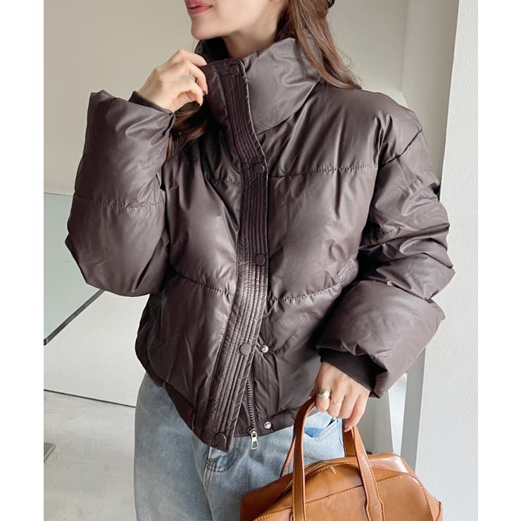 レザーライク 中綿 ショート ダウンジャケット[品番：ORGW0009221