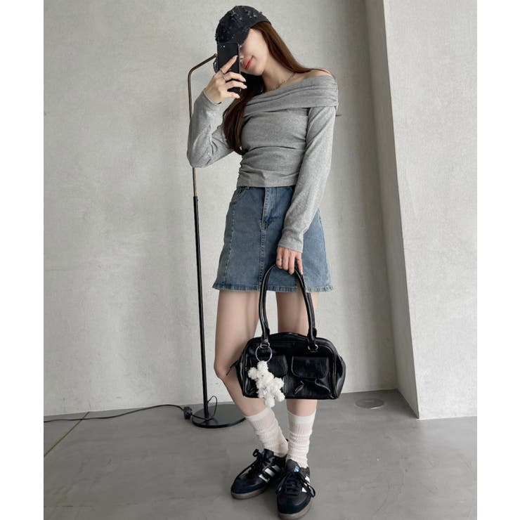 ドレープデザイン オフショル カットソー[品番：ORGW0009230]｜Ada