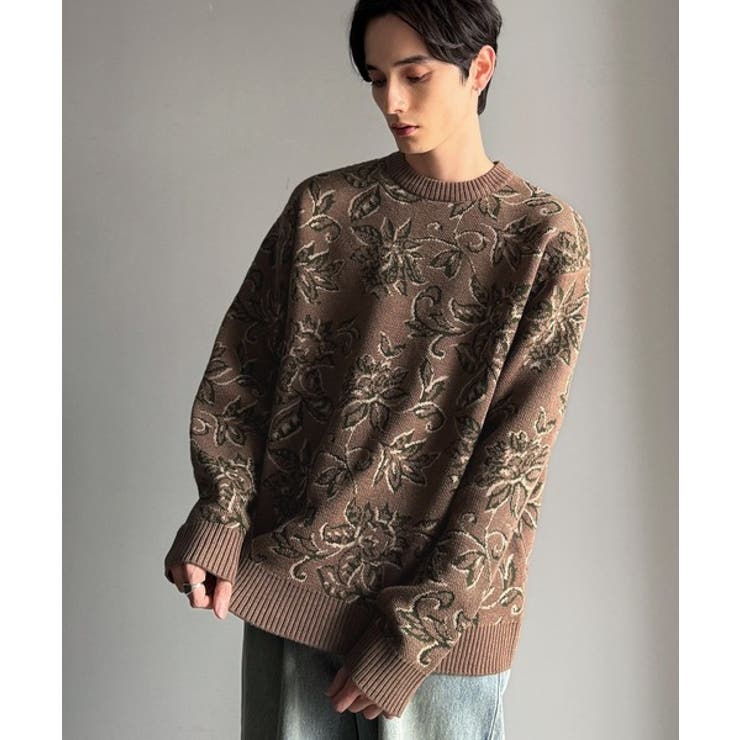 classical origin】視線を奪う、ジャガード花柄ニット Jacqu…[品番