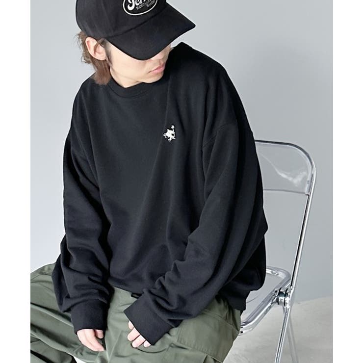 ベーシックを楽しむ。ワンポイント胸刺繍裏毛トレーナー[品番