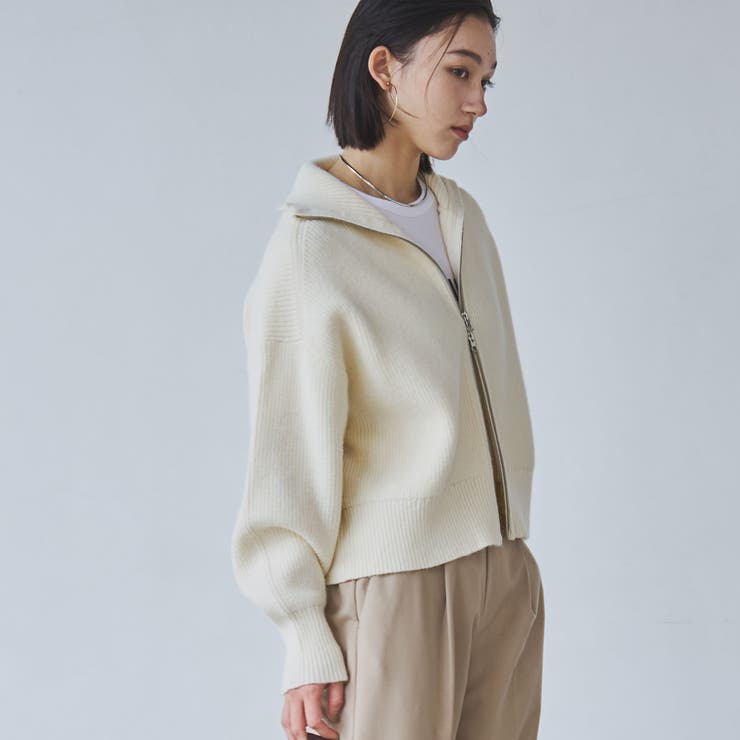 畦編みフルジップニットジャケット（WEB限定カラー）[品番