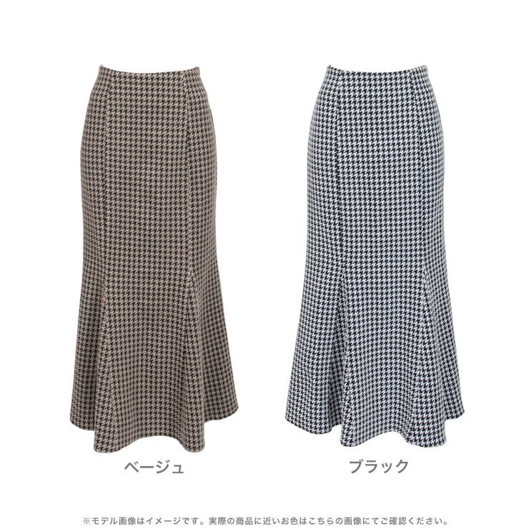 千鳥格子柄ハイウエストマーメイドスカート [22620 ロングスカート