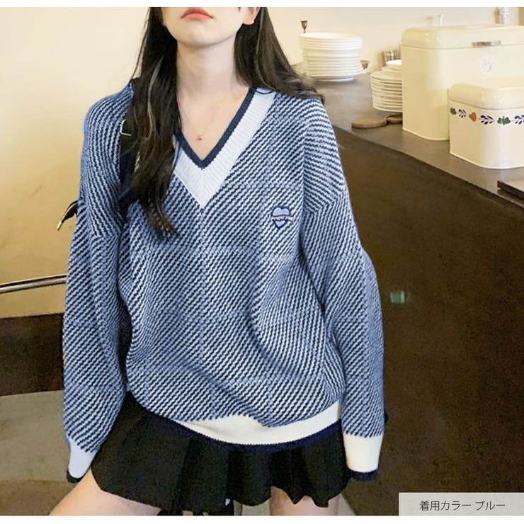 ニットトップス Vネック オーバーサイズ[品番：JCSW0000852]｜JOCOSA