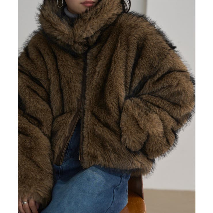 ミックスロングファーブルゾンコート［K1403］ ミックス ファー[品番