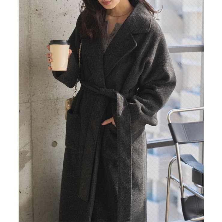 ウエストリボンデザインロングガウンコート［K1412］ ウエストリボン