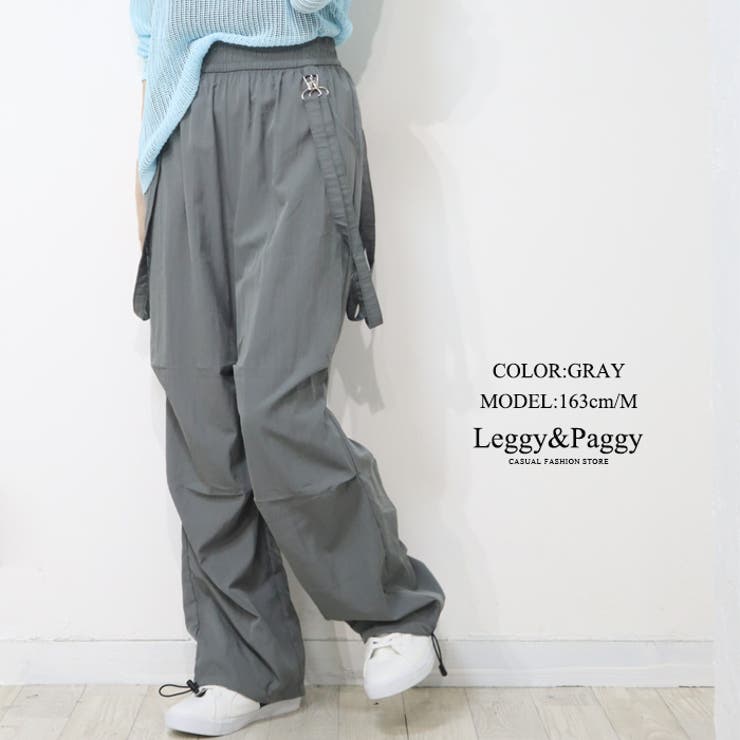 膝タックデザイン サス付き シャカパン カーゴ ワイドパンツ ロング