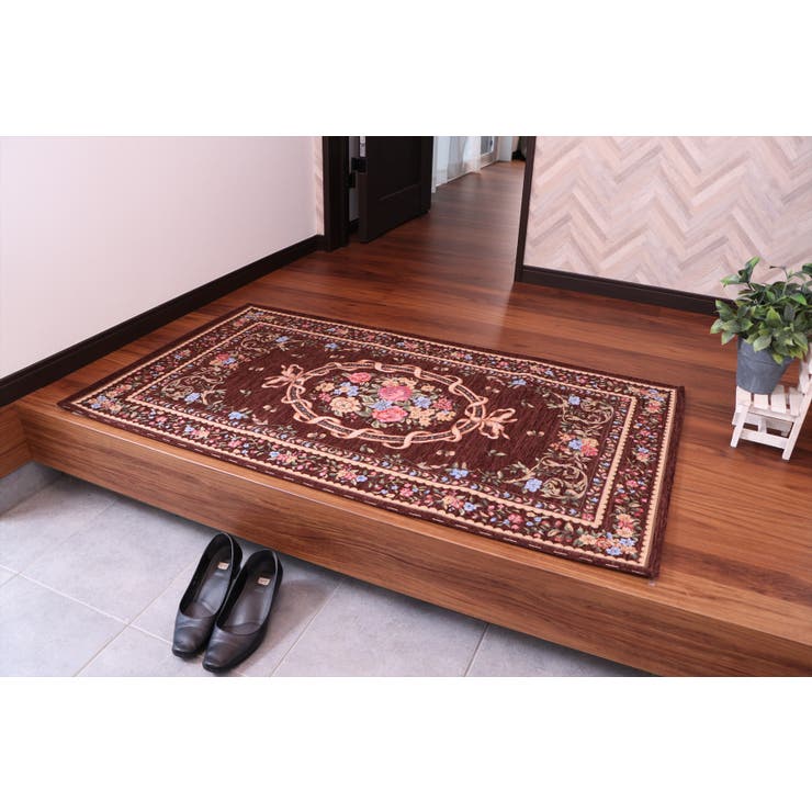 シェニール織り クラシック柄 玄関マット エリーゼ 50×80cm[品番