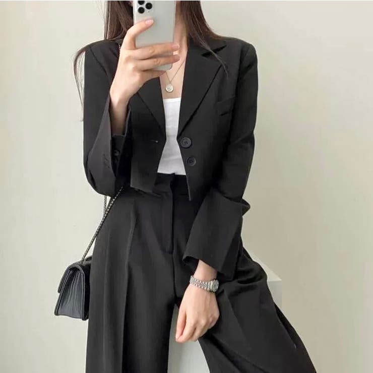 ショートジャケットセットアップパンツスーツ[品番：SHNW0009902