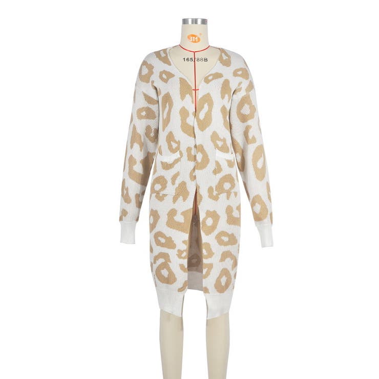 長袖カーディガン ニットカーディガン ヒョウ柄[品番：FQ000126714