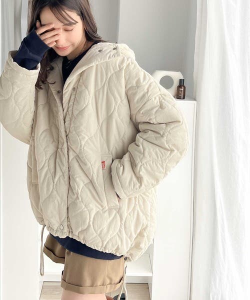 Java ジャバコラボ》大人のこなれ感。キルティング中綿フード付き