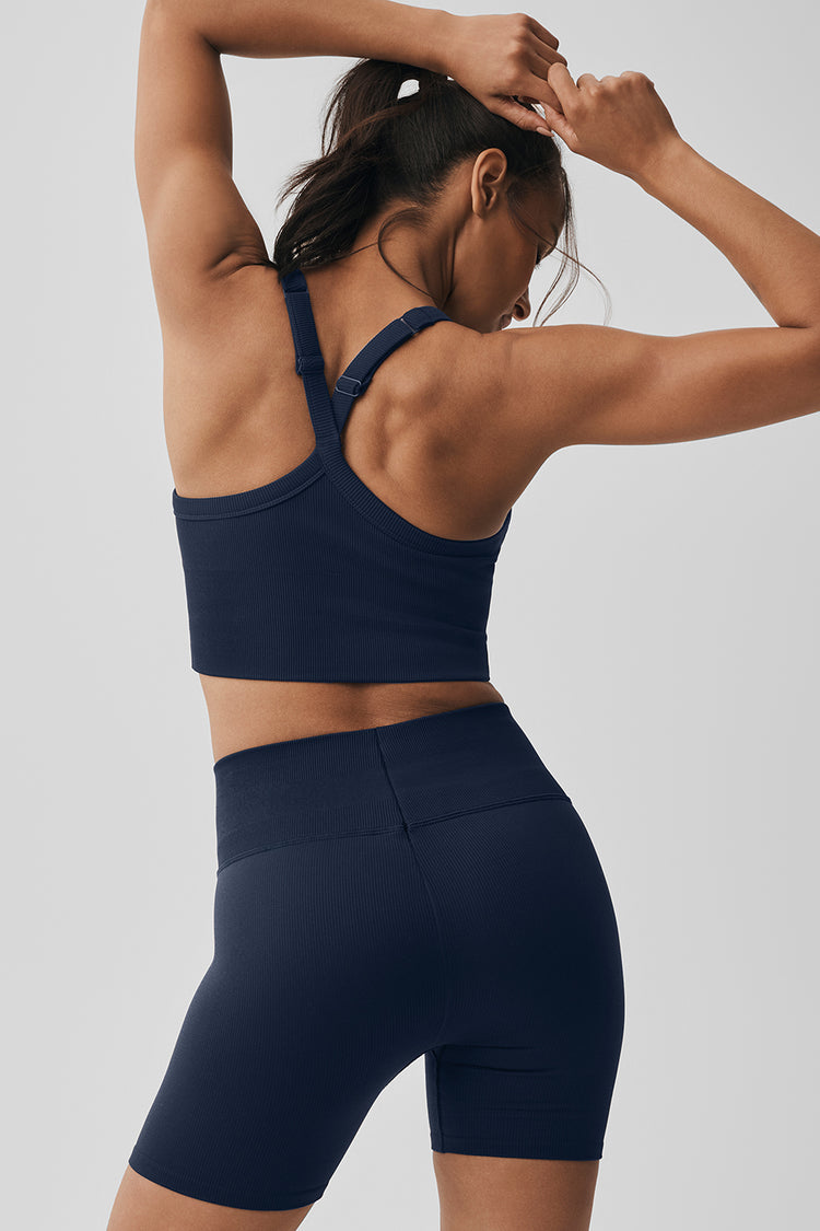 Seamless Ribbed Favorite Bra Tank - Navy | ALO