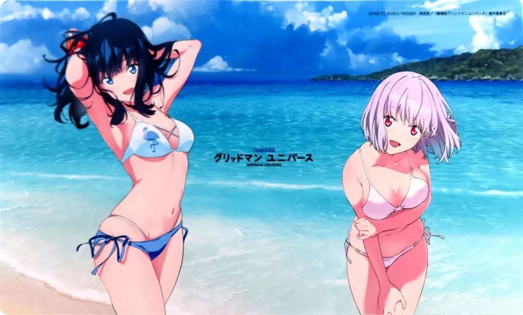 グリットマンユニバース 六花&アカネ 水着 ラバーマット グリッドマン ユニバース]描き下ろしラバーマット（宝多六花＆新条