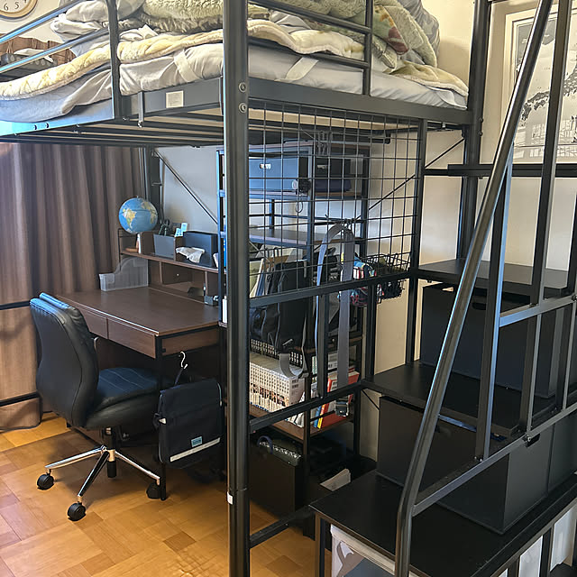 ニトリ 階段付きロフトベッド(5点セットLB02 W43 BK/MBR) - 通販