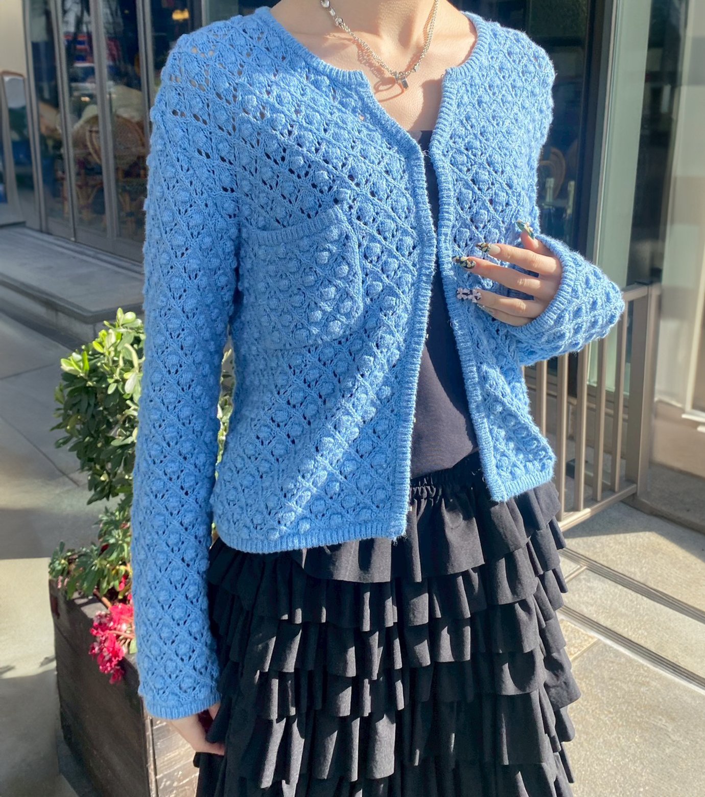 ル シェル ブルー - LE CIEL BLEU | Openwork Knit Jacket-Light