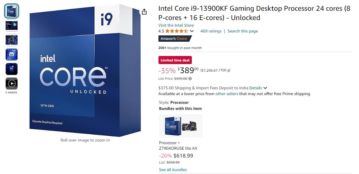 Intel Core i9-13900KF CPU For Under $400, Several 12th & 13th Gen