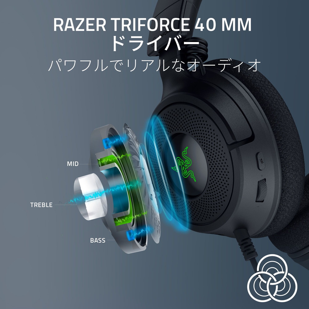Razer レイザー Kraken V4 X 有線USB接続 ゲーミングヘッドセット