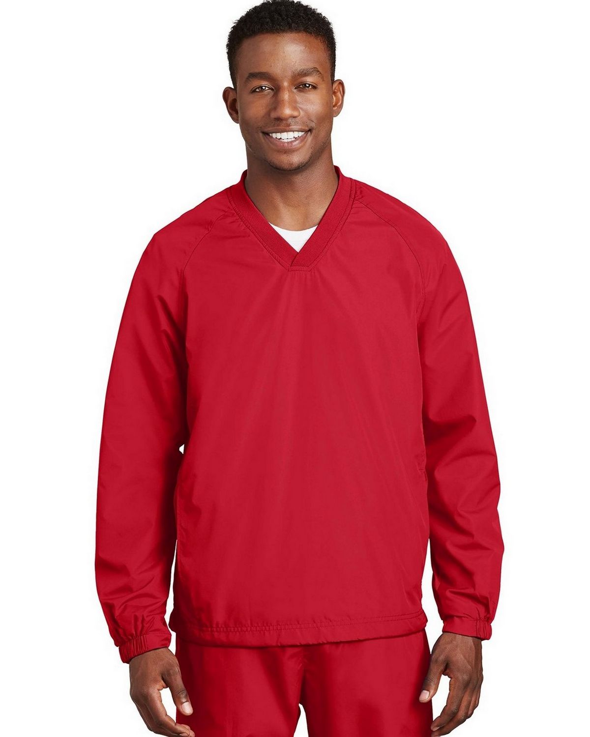 Sport-Tek JST72 Men's V-Neck Raglan Wind Shirt
