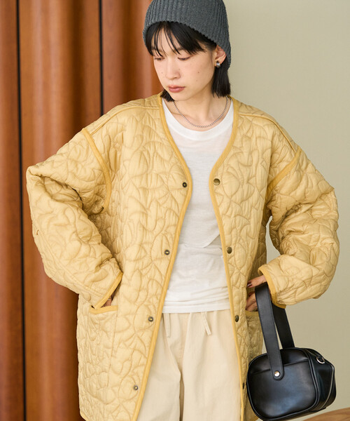 セール】変形ステッチ 裏配色 キルトジャケット/リバーシブルキルト