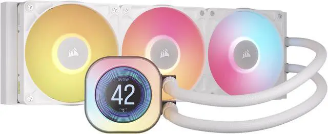 CORSAIR iCUE LINK TITAN 360 RX LCD Liquid CPU Cooler – White