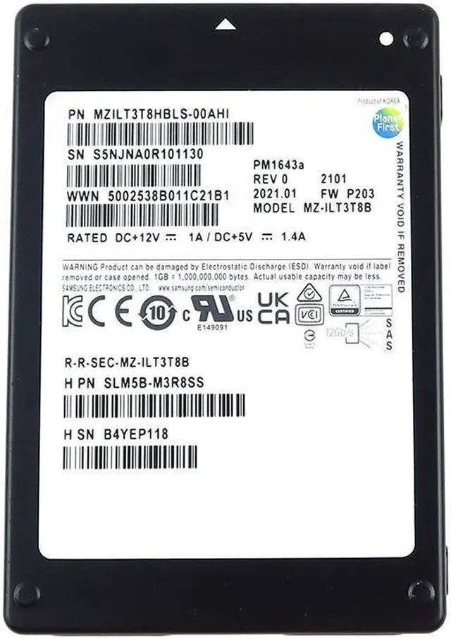 MZ-ILT3T8B Samsung PM1643A 3.84TB 2.5