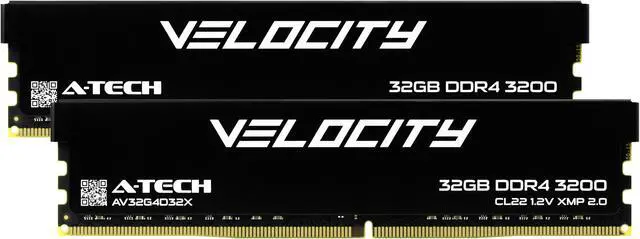 A-Tech Velocity 64GB (2x32GB) DDR4 3200MHz (PC4-25600) CL22 XMP