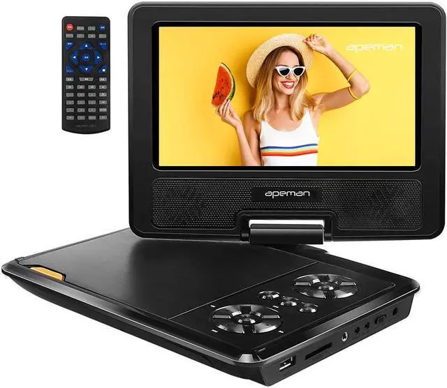 APEMAN 9.5'' Portable DVD Player for Kids, HD Swivel Screen