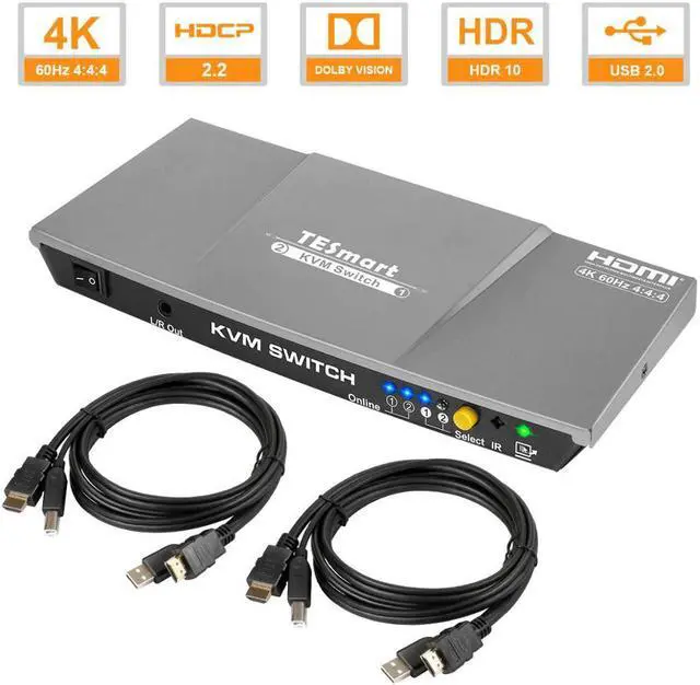 2x1 KVM Switch 4K60Hz KVM Switch 2port Switch Support 3840*2160/4K