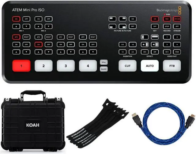 Blackmagic Design ATEM Mini Pro ISO with Cable and Case Bundle