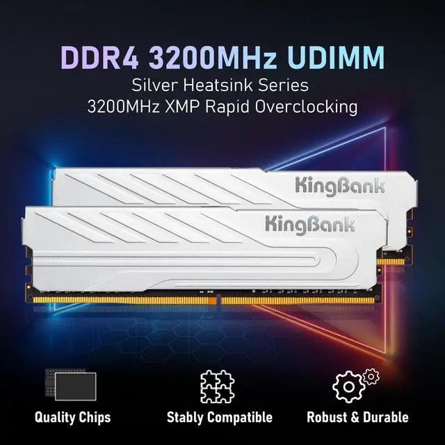 KingBank Computer Desktop Memory Ram DDR4 16GB(2x8GB) 3200MHz CL16