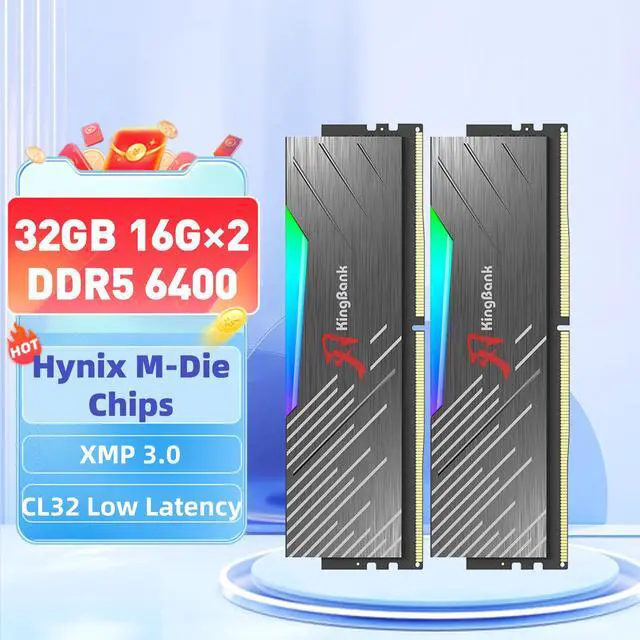 KingBank RGB Computer Desktop Memory Ram Hynix M-die DDR5 32GB