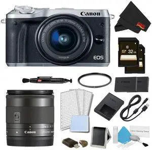 Canon EOS M6 Mirrorless Digital Camera with 15-45mm Lens (Silver