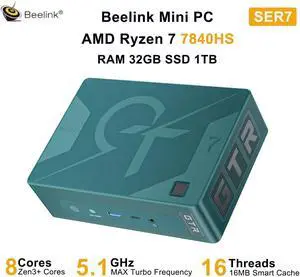 Beelink Mini PC SER7, AMD Ryzen 7 7840HS(up to 5.1GHz), RAM-32GB