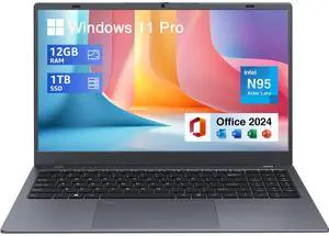 BiTECOOL Laptop Computer 15.6 inch, Intel Quad Core N95, 12GB