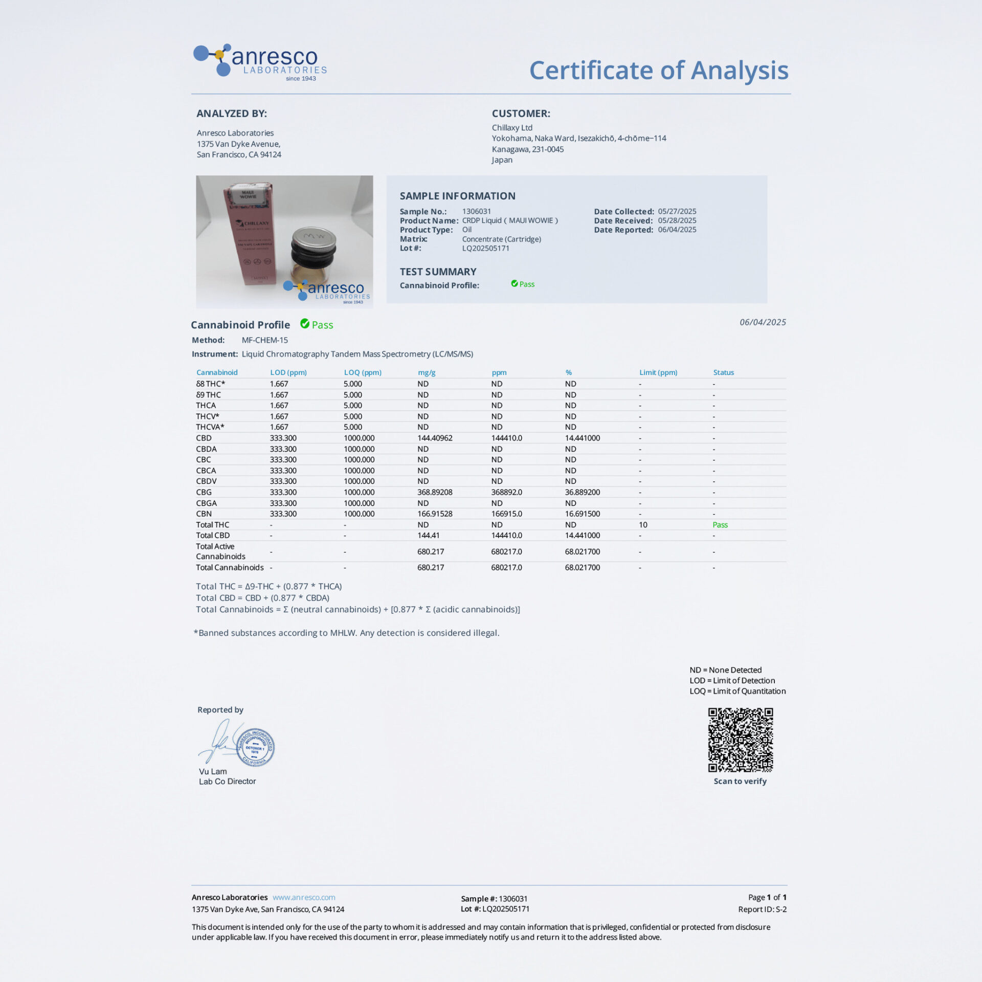 CHILLAXY CBD | 510規格フルリキッド CRDP配合