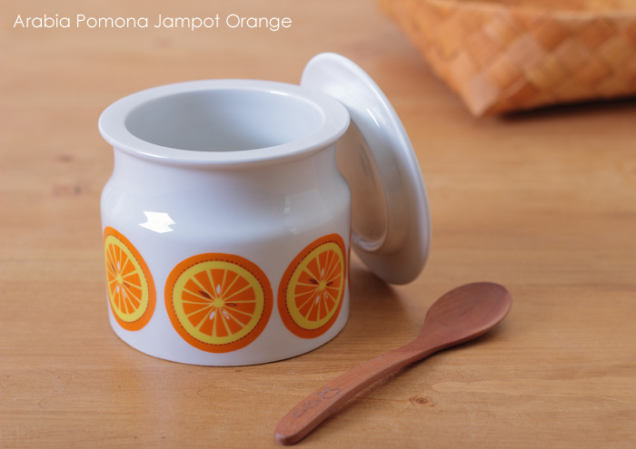 ヴィンテージ】Arabia/アラビア/Pomona/ポモナ/ジャムポット/オレンジ