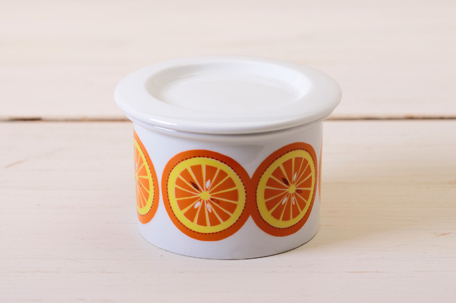 ヴィンテージ】Arabia/アラビア/Pomona/ポモナ/ジャムポット/オレンジ