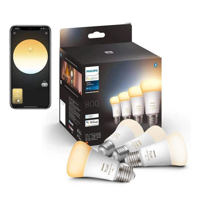 Умные светодиодные LED лампочки Philips Hue E27 White Ambiance