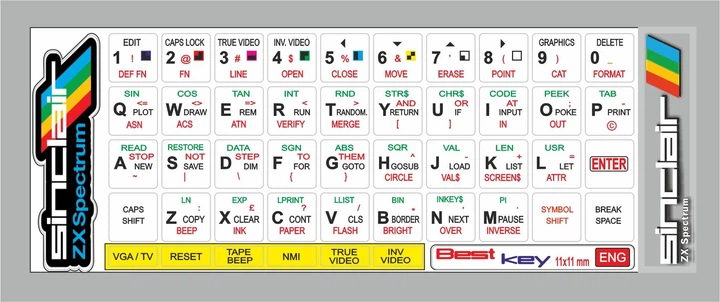 Нестираемая виниловая наклейка на клавиатуру ZX Spectrum (Спектрум