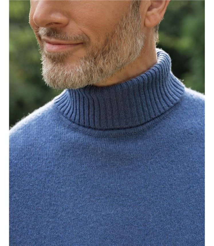 Chelsea Blue | Mens Lambswool Turtle Neck Sweater | WoolOvers US