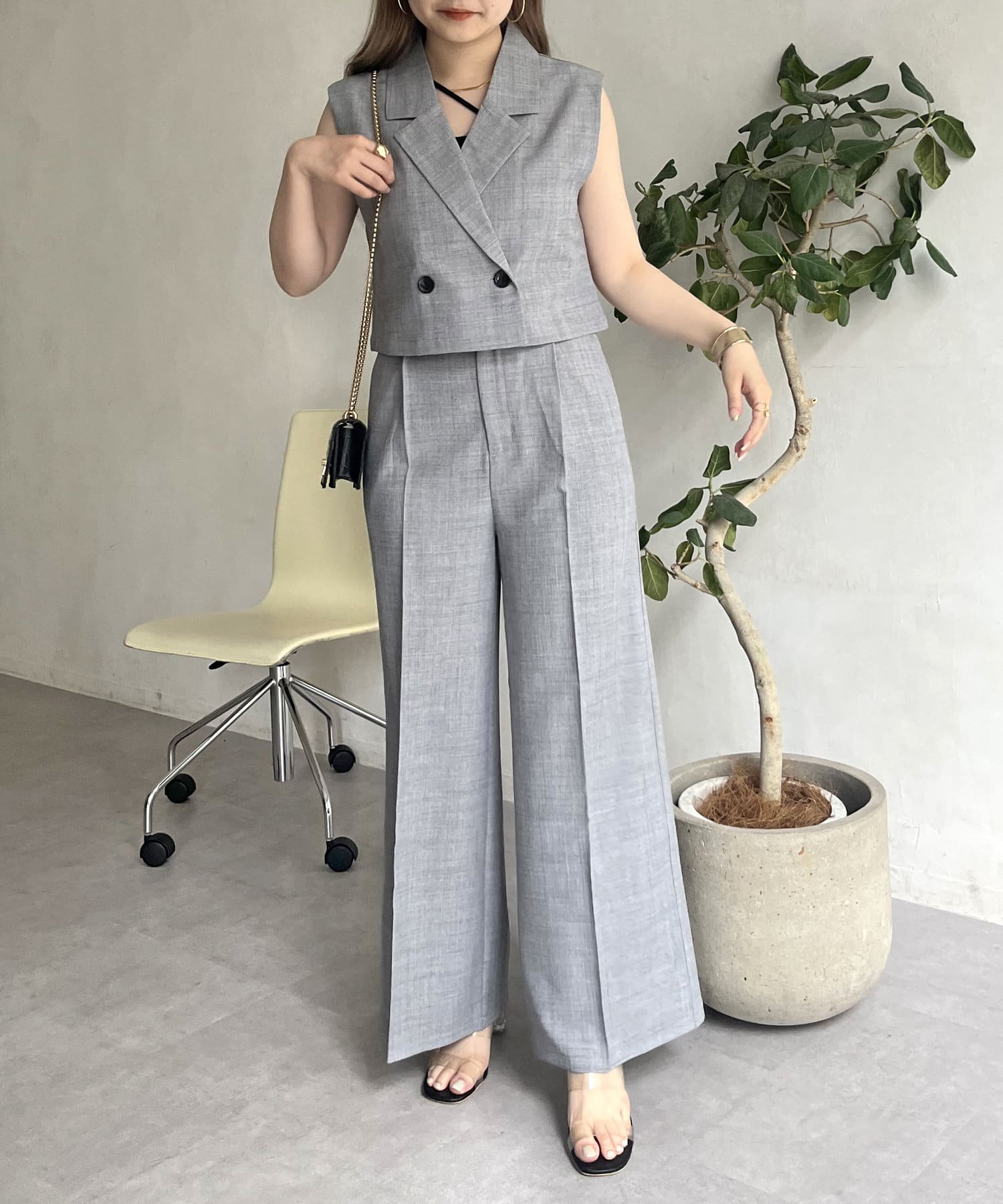 セットアップ】ショートジレ×タックワイドパンツ | prose verse(プロズ