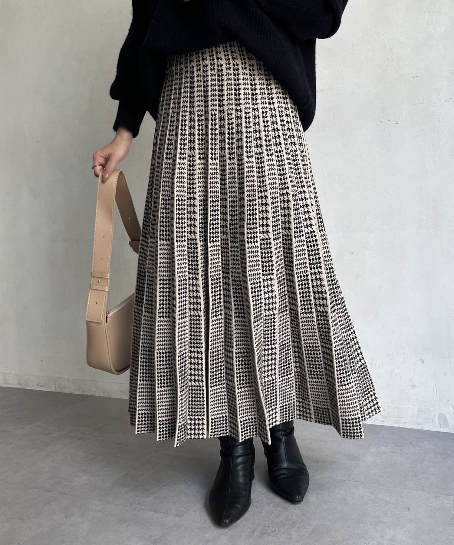 千鳥柄切替ニットプリーツスカート | Thevon.(ゼヴォン)レディース