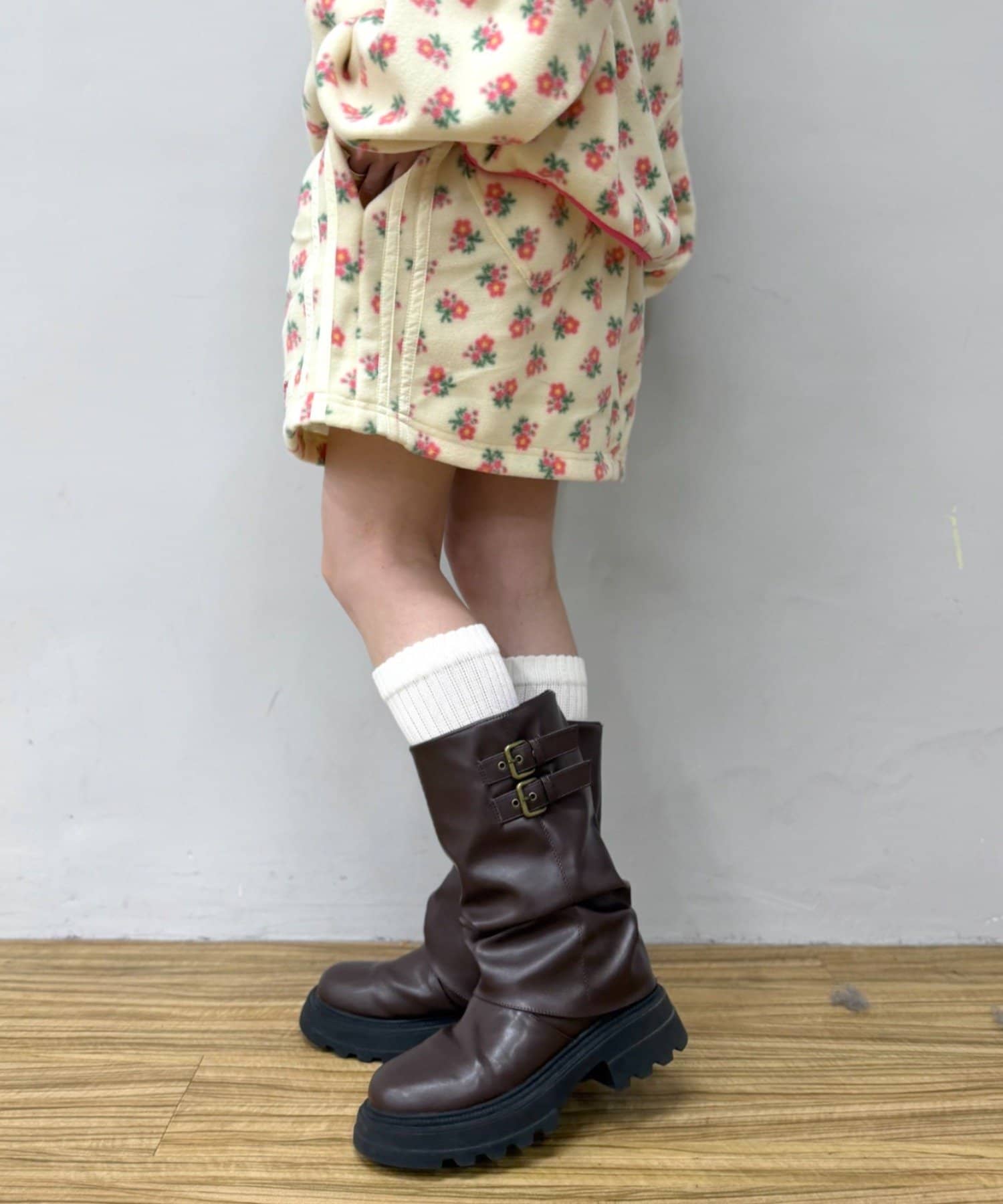 セットアップ対応】花柄フリースミニスカート | w closet(ダブル