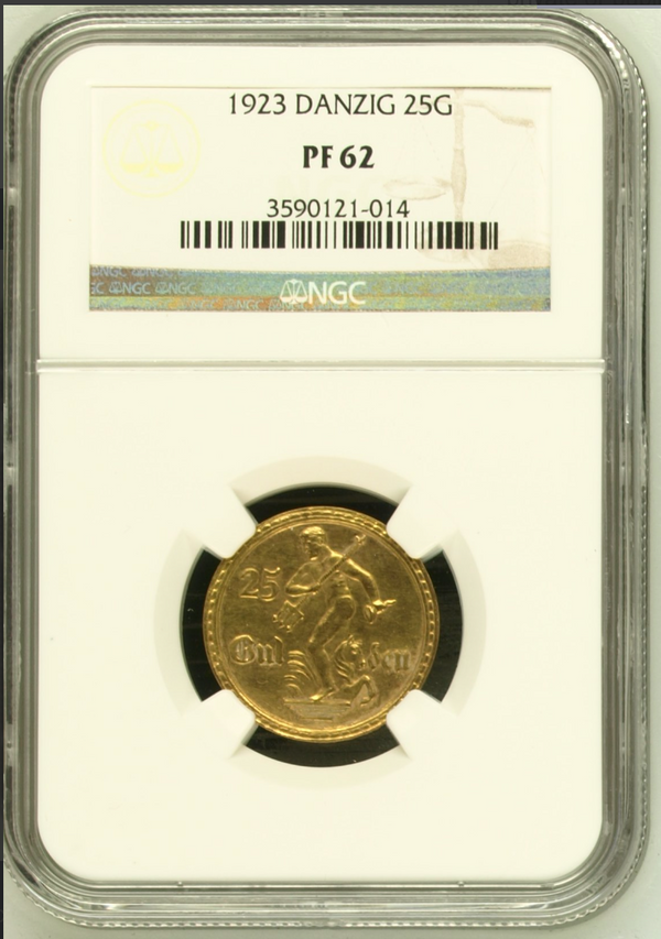 1923年 自由都市ダンツィヒ ”ネプチューンと海馬” グルデン金貨 (NGC
