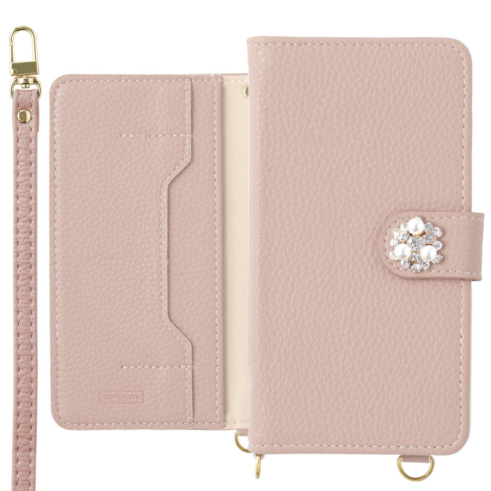 ヴィーガンレザー クリスタルパールデコ スタンド機能 ショルダー