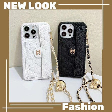 レザー シャネル iphone15/15plus携帯ケースブラック ホワイト 金属